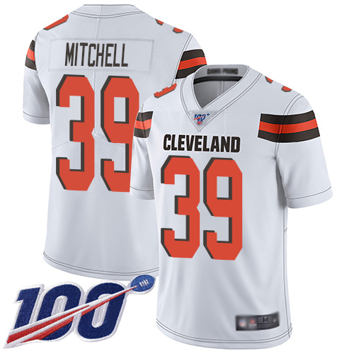 Cleveland Browns Terrance Mitchell Men White Limited Jersey #39 NFL Football Road 100th Season Vapor Untouchable